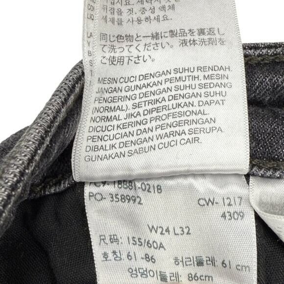 Levi's 711 Skinny Distressed Jeans Size 24 Bandit Black - Picture 6 of 8